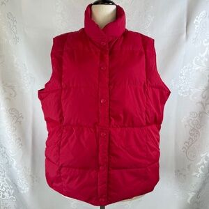 Lands End Down Puffer Vest RED Snap Front Great Condition! Size XL Women's